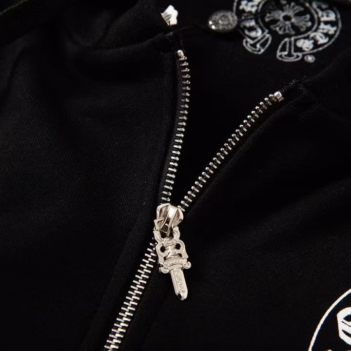 CHROME HEARTS ASYMMETRICAL ZIP HOODIE BLACK - netstar®