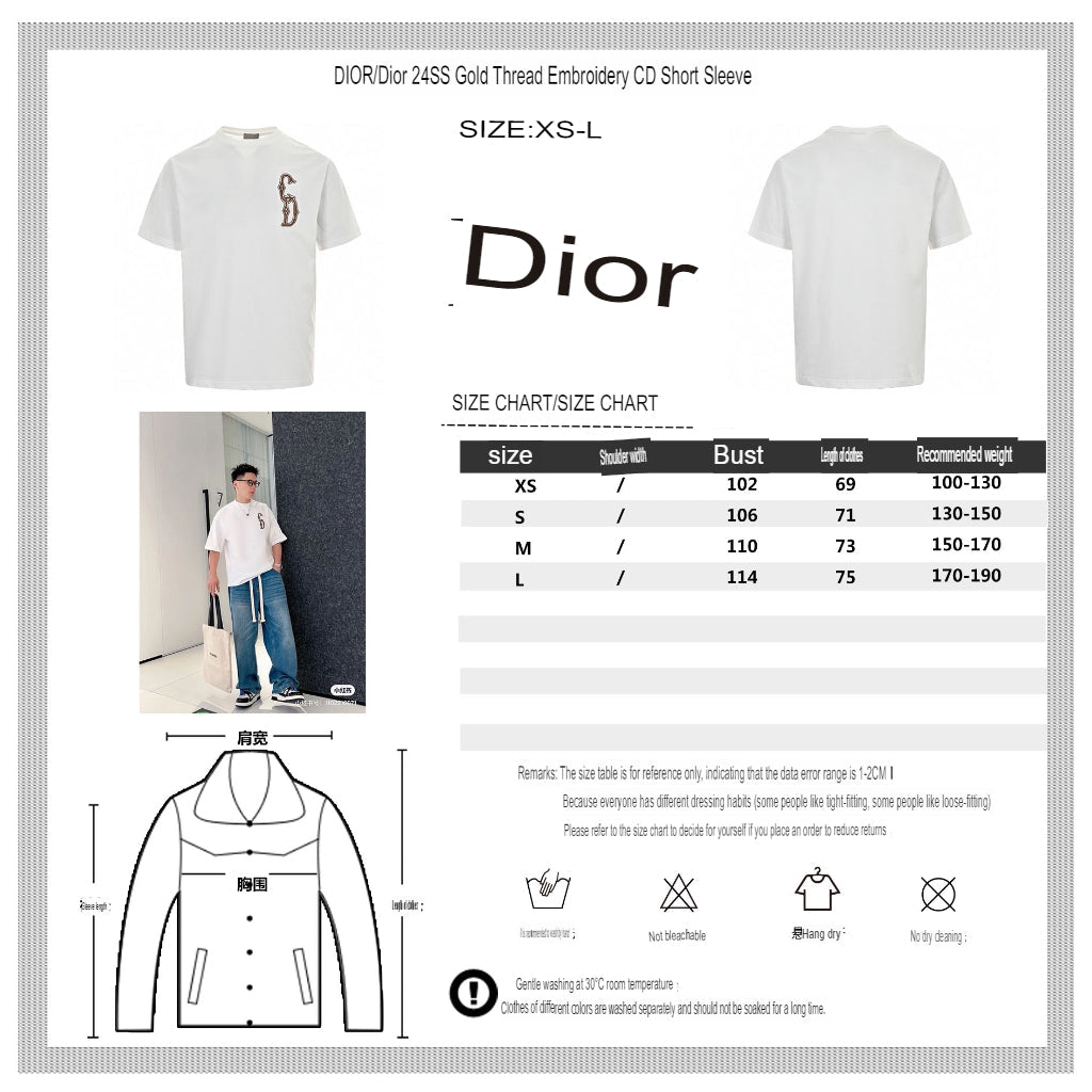 Dior Embroidered CD Logo T-Shirt (White) - netstar