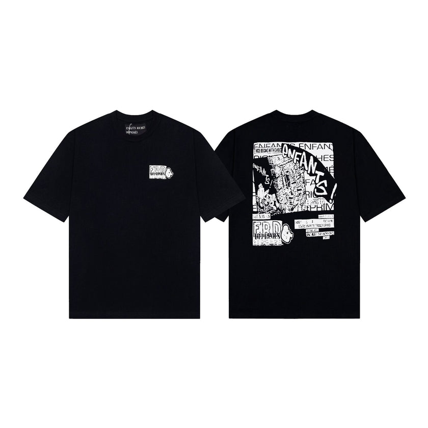 Casual short-sleeved T-shirt, printed cotton