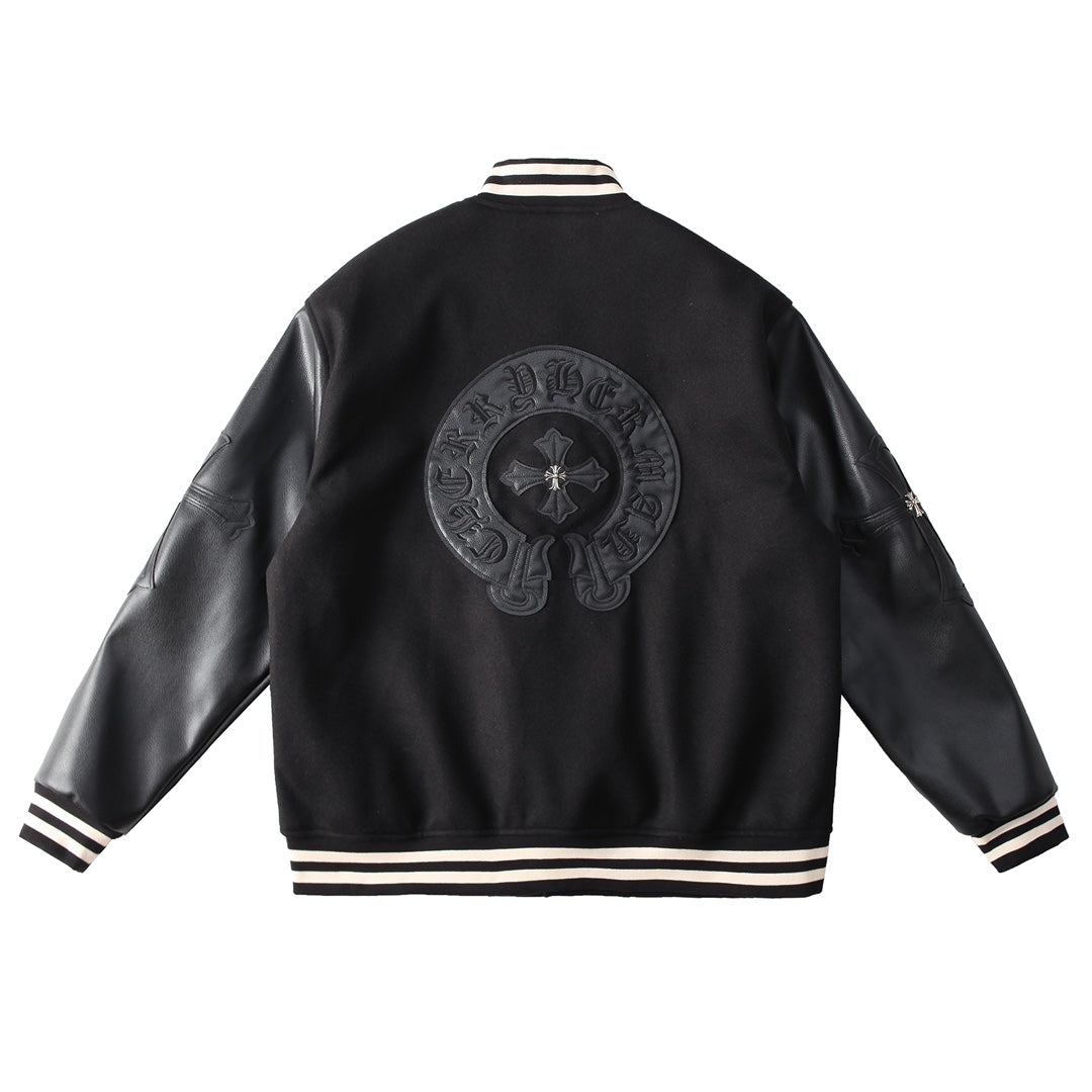CHROME HEARTS HORSE SHOE LOGO VARSITY JACKET BLACK - netstar®