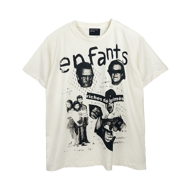 Casual short-sleeved T-shirt, printed cotton