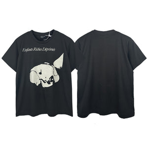 Casual short-sleeved T-shirt, printed cotton