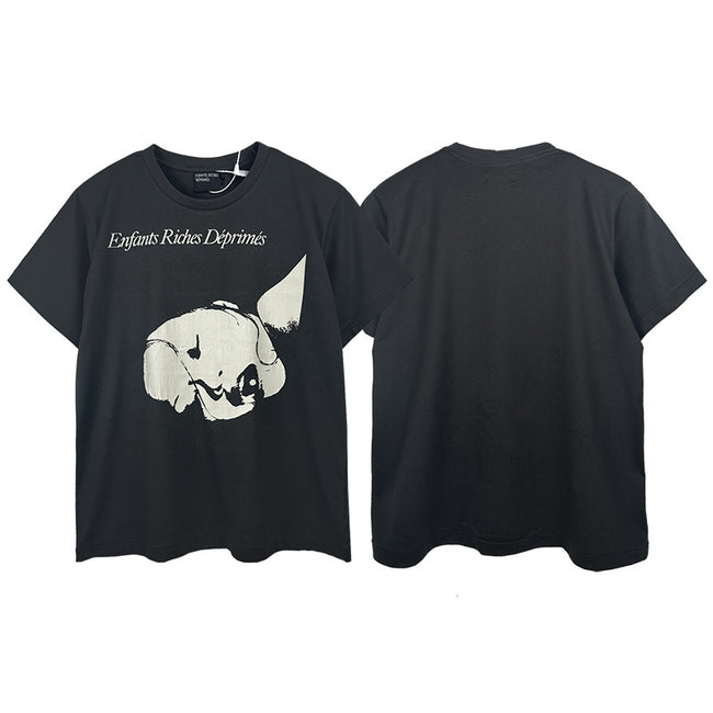 Casual short-sleeved T-shirt, printed cotton