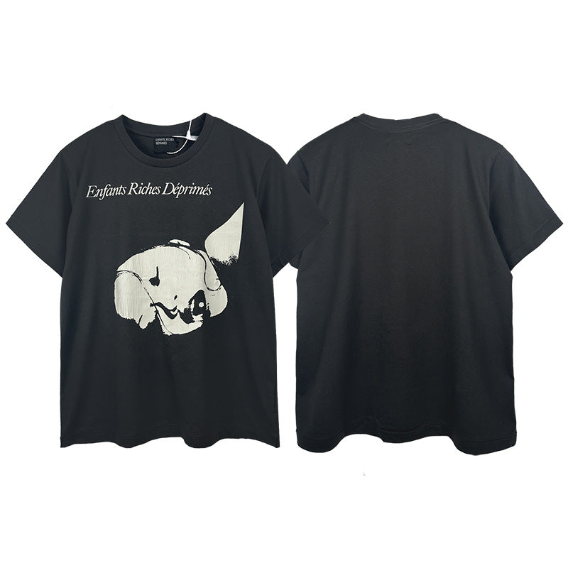 Casual short-sleeved T-shirt, printed cotton