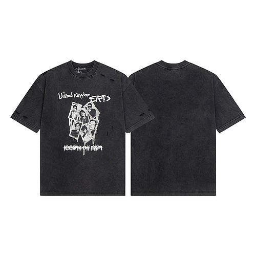 Casual short-sleeved T-shirt, printed cotton