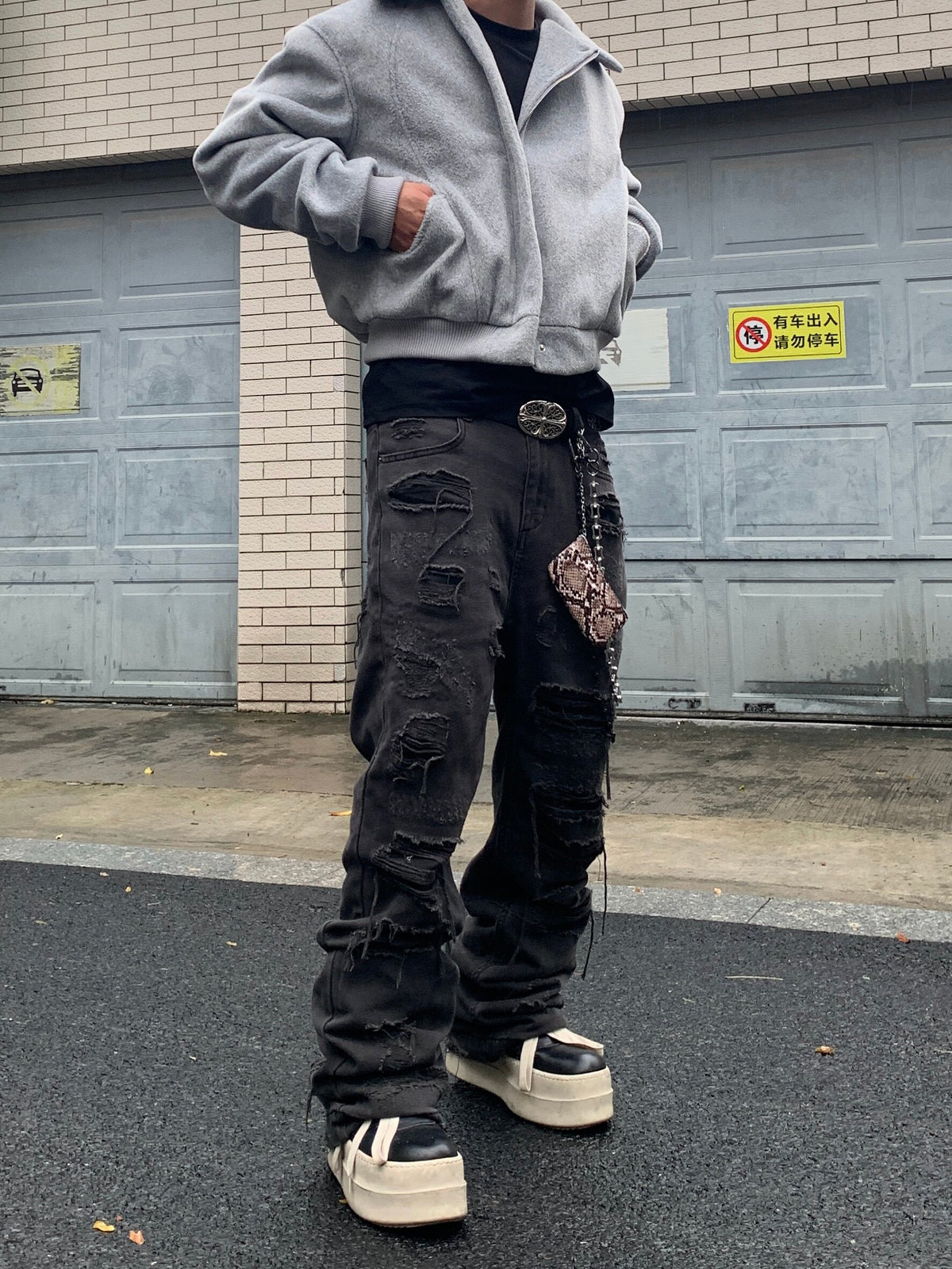 Embroidered Denim Trousers