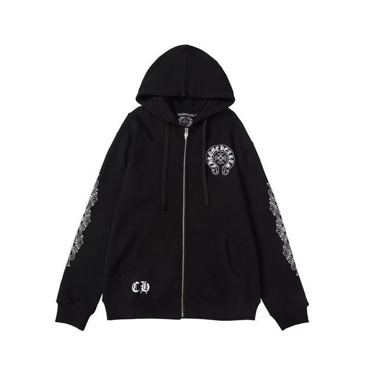 CHROME HEARTS ASYMMETRICAL ZIP HOODIE BLACK - netstar®