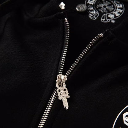 CHROME HEARTS ASYMMETRICAL ZIP HOODIE BLACK - netstar®