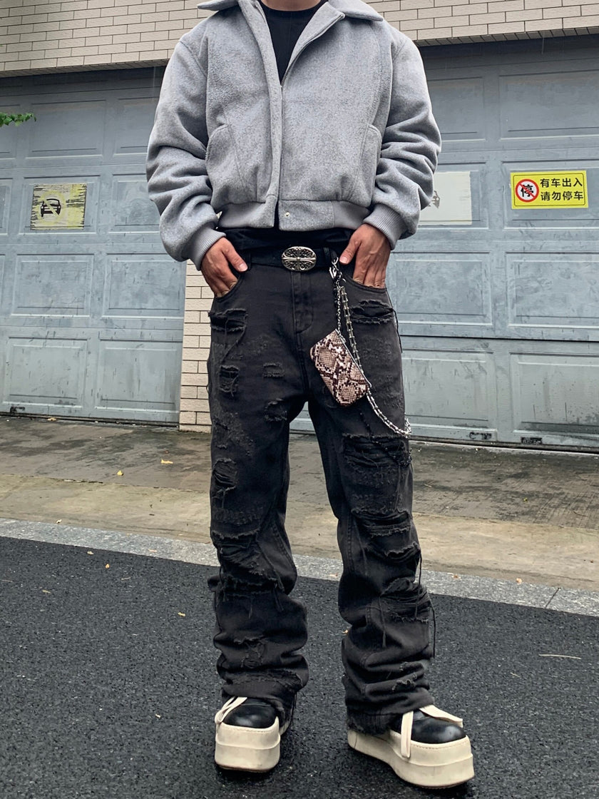 Embroidered Denim Trousers