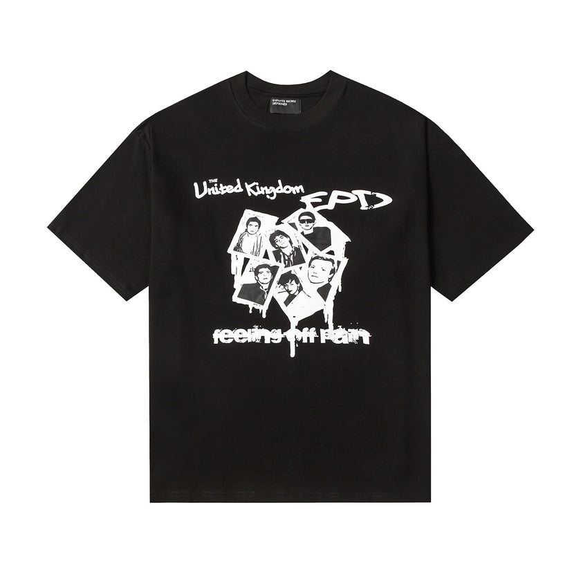 Casual short-sleeved T-shirt, printed cotton