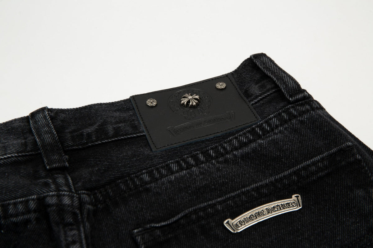 CHROME HEARTS BLACK CROSS PATCH JORTS BLACK - netstar®