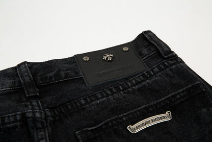 CHROME HEARTS BLACK CROSS PATCH JORTS BLACK - netstar®