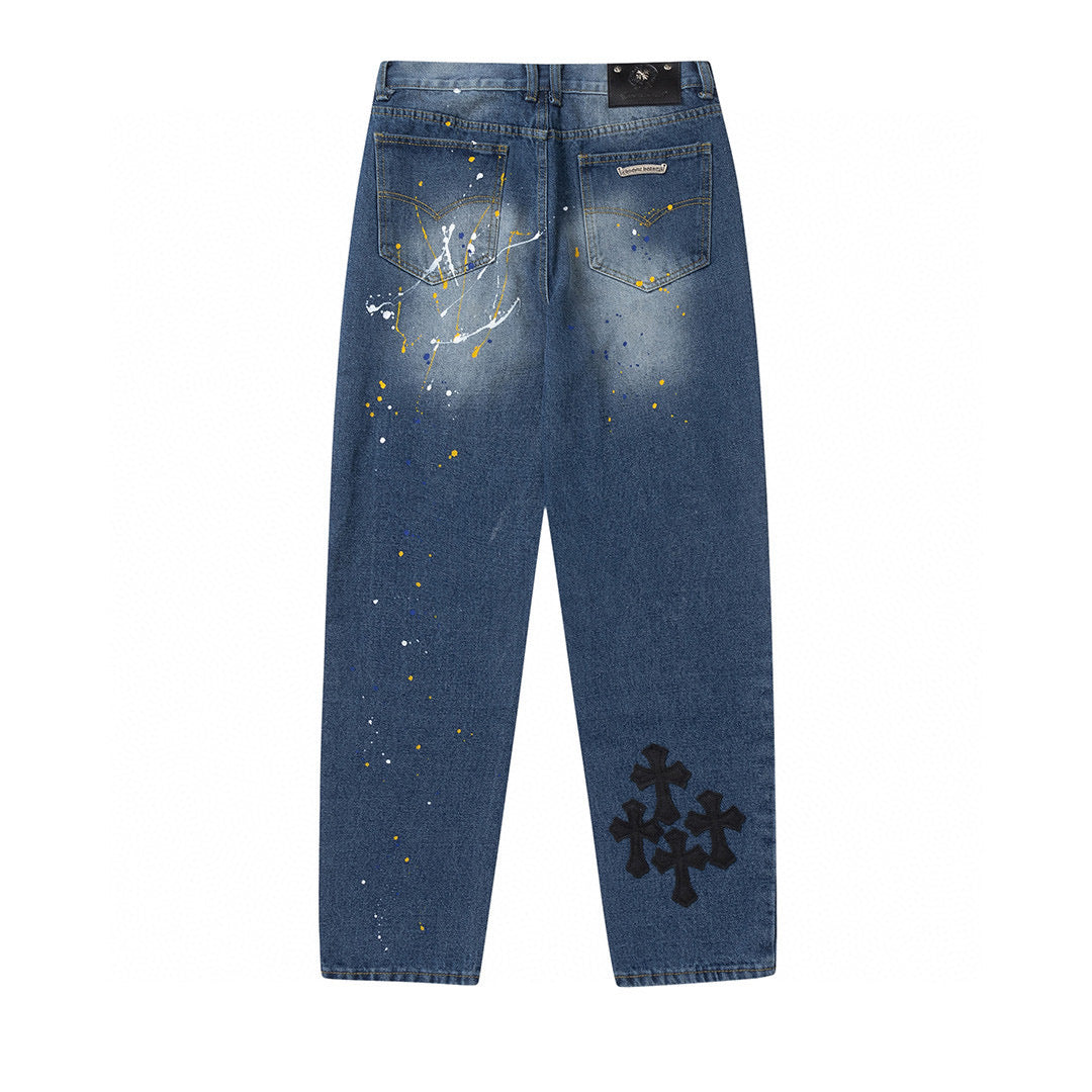 CHROME HEARTS GREEN CROSS PATCH JEANS DENIM - netstar®