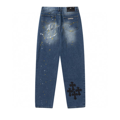 CHROME HEARTS GREEN CROSS PATCH JEANS DENIM - netstar®