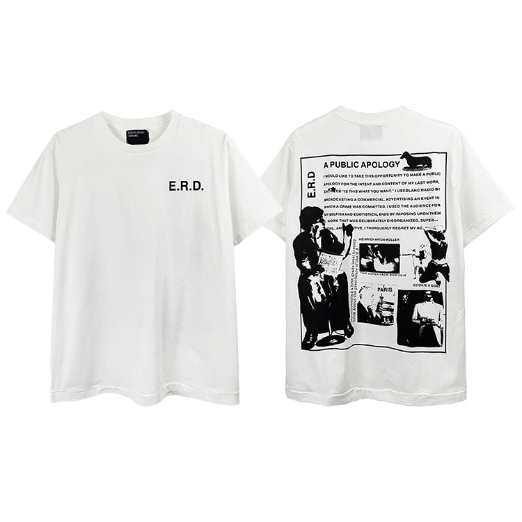 Casual short-sleeved T-shirt, printed cotton