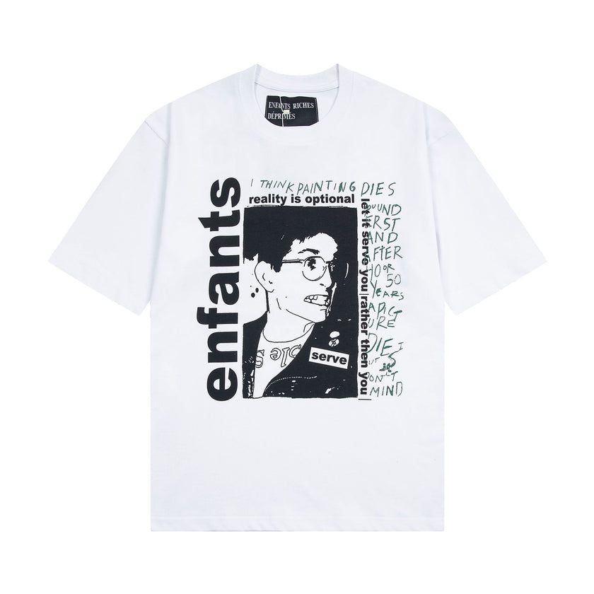 Casual short-sleeved T-shirt, printed cotton