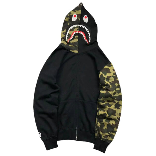 BAPE GREEN CAMO FULL ZIP HOODIE BLACK - netstar®