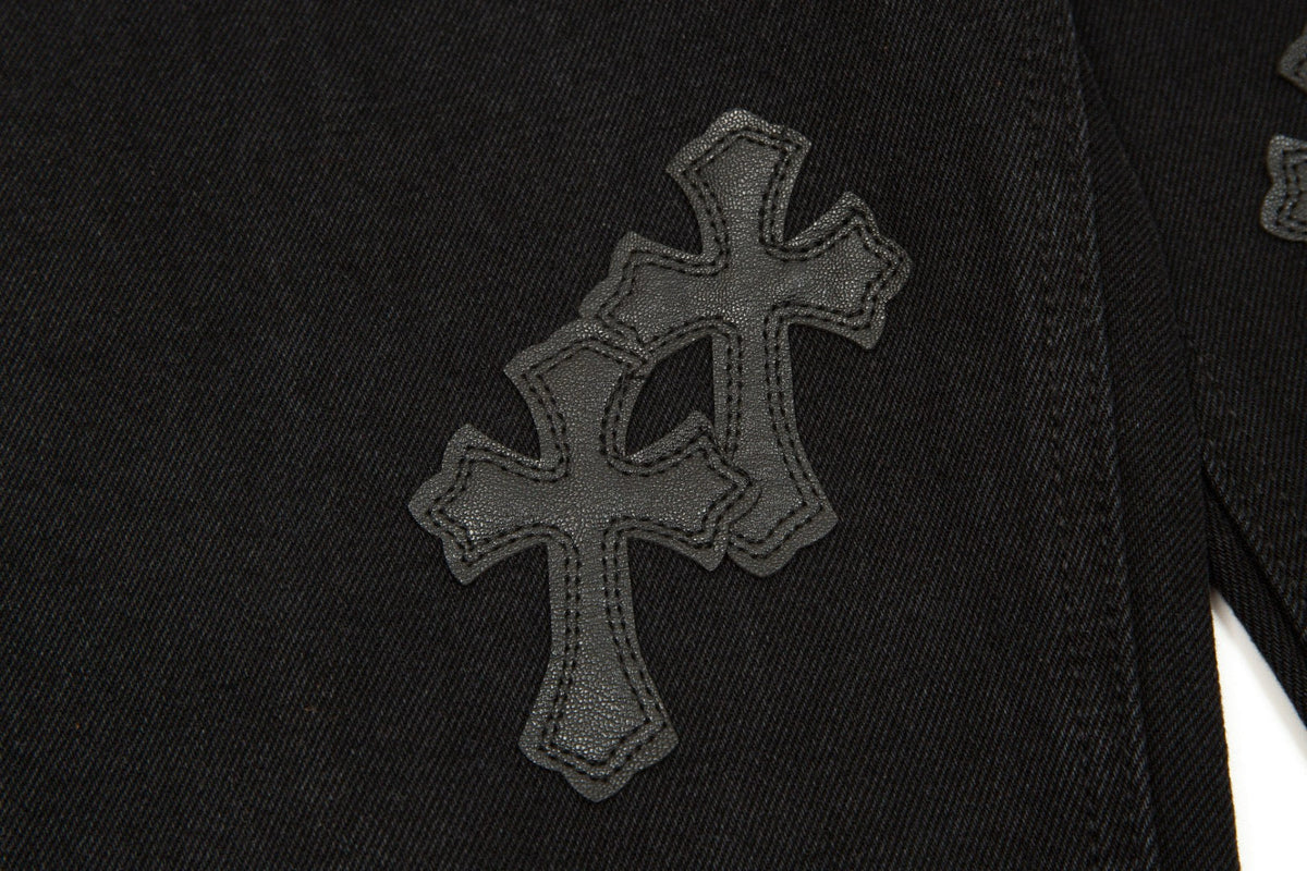 CHROME HEARTS BLACK CROSS PATCH JEANS BLACK - netstar®