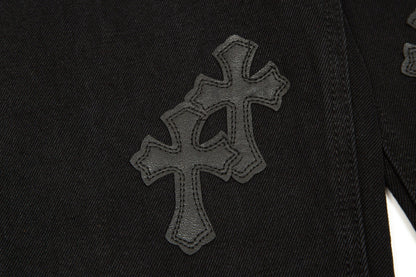 CHROME HEARTS BLACK CROSS PATCH JEANS BLACK - netstar®