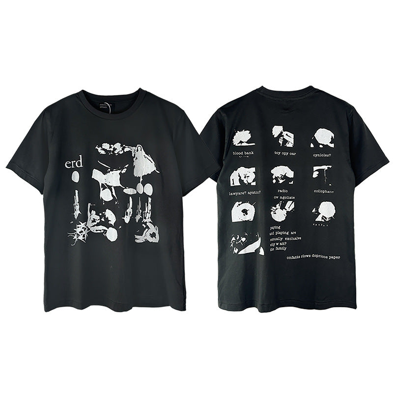 Casual short-sleeved T-shirt, printed cotton
