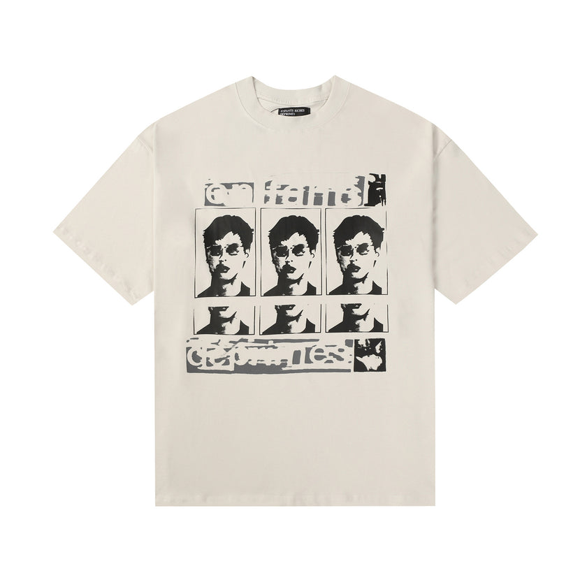 Casual short-sleeved T-shirt, printed cotton