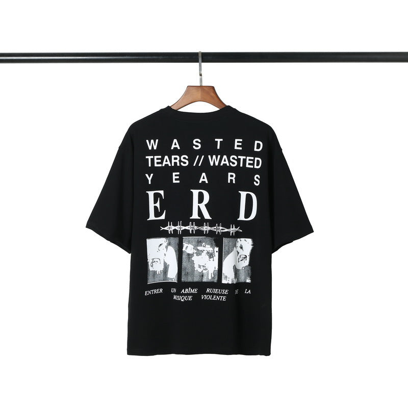 Casual short-sleeved T-shirt, printed cotton