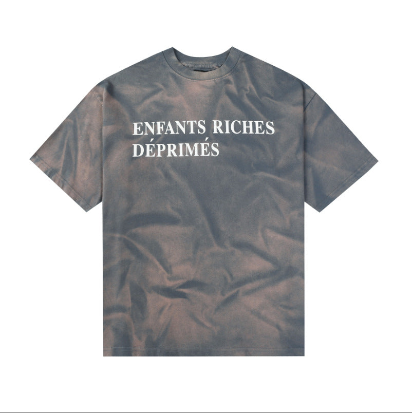 Casual short-sleeved T-shirt, printed cotton