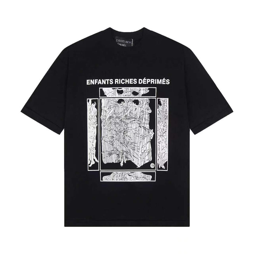 Casual short-sleeved T-shirt, printed cotton