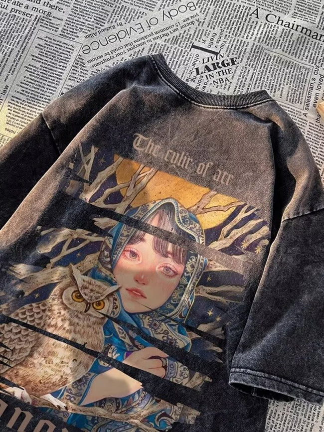 Retro Cotton Print T-shirt