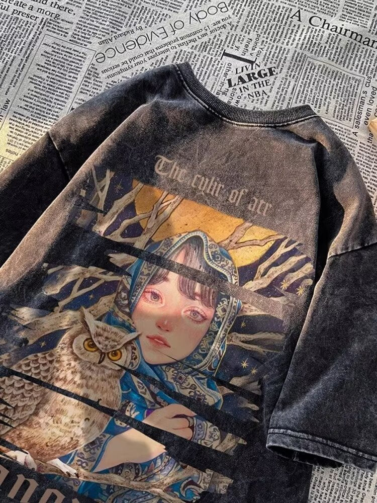 Retro Cotton Print T-shirt