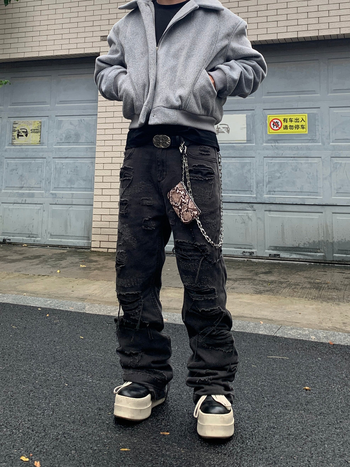 Embroidered Denim Trousers