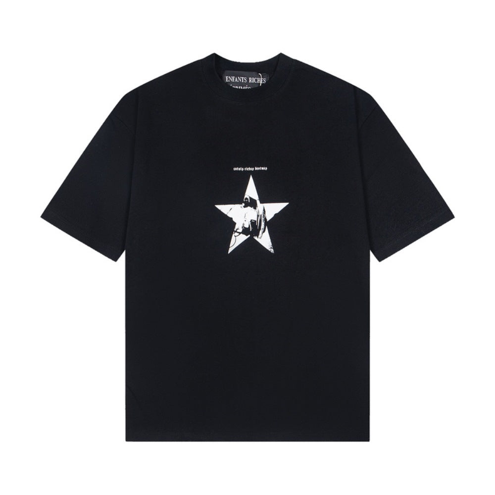 Casual short-sleeved T-shirt, printed cotton