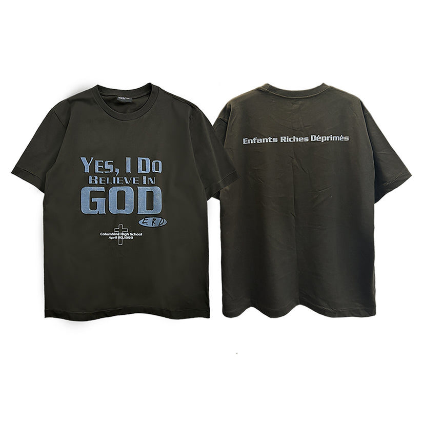 Casual short-sleeved T-shirt, printed cotton