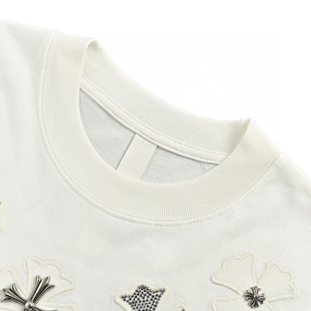 CHROME HEARTS CROSS PATCH COLLAR T-SHIRT WHITE - netstar®