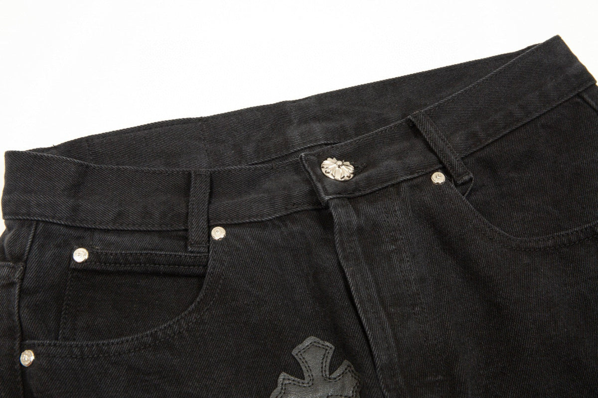 CHROME HEARTS BLACK CROSS PATCH JEANS BLACK - netstar®