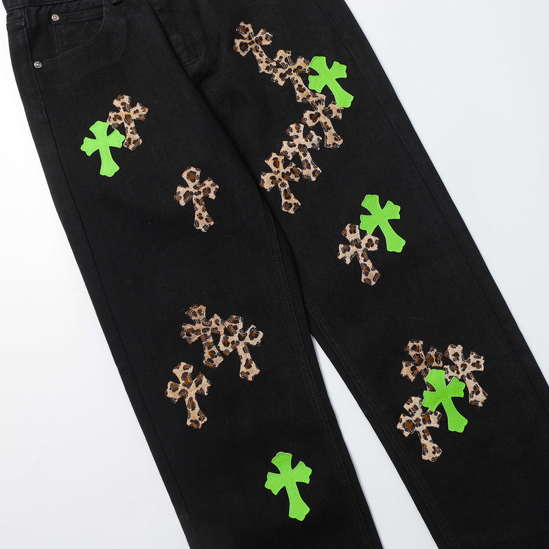 CHROME HEARTS JEANS BLACK GREEN LEOPARD - netstar®