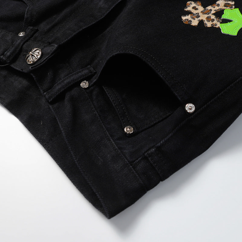 CHROME HEARTS JEANS BLACK GREEN LEOPARD - netstar®