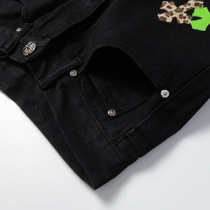 CHROME HEARTS JEANS BLACK GREEN LEOPARD - netstar®