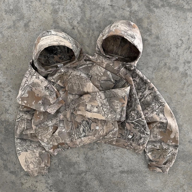 Camo Hoodie and Pants Set for Men Women - Outdoor Hunting Streetwear 2 Piece Tracksuit