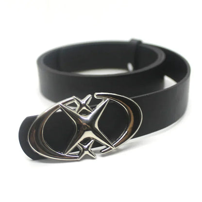 Y2K Cross Star Buckle Leather Belt - netstar®