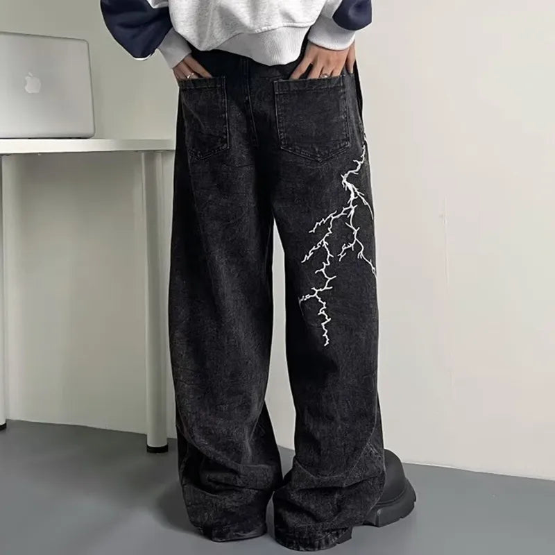 Thunder and Lightning Black Baggy Jeans - netstar®