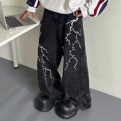 Thunder and Lightning Black Baggy Jeans - netstar®