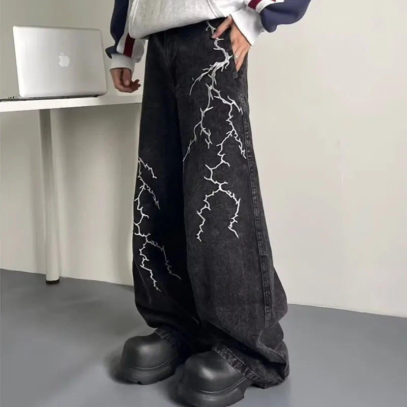 Thunder and Lightning Black Baggy Jeans - netstar®