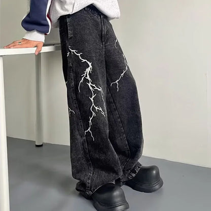 Thunder and Lightning Black Baggy Jeans - netstar®