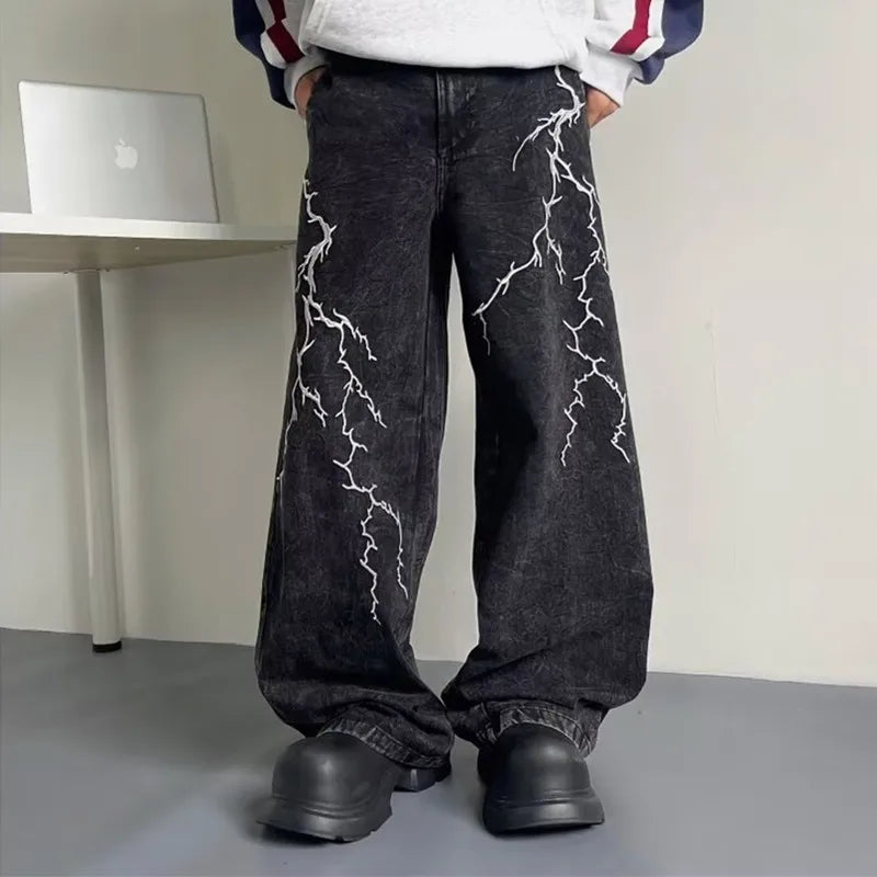 Thunder and Lightning Black Baggy Jeans - netstar®