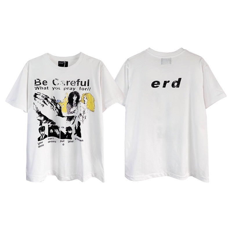 Casual short-sleeved T-shirt, printed cotton