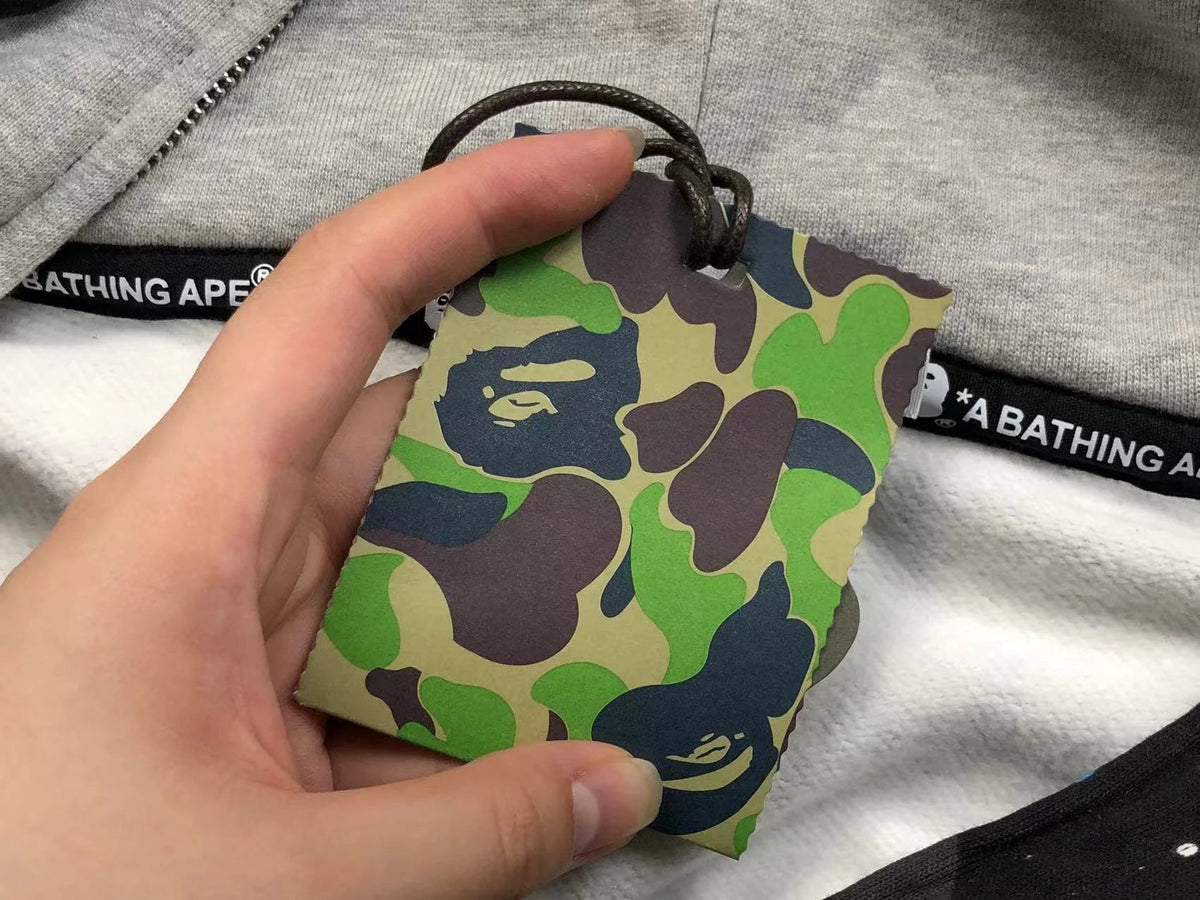 BAPE SPACE CAMO DOUBLE SHARK FULL ZIP HOODIE BLACK - netstar®