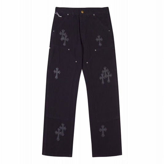 CHROME HEARTS BLACK DOUBLE KNEE CARPENTER JEANS - netstar®