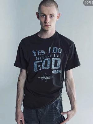 Casual short-sleeved T-shirt, printed cotton