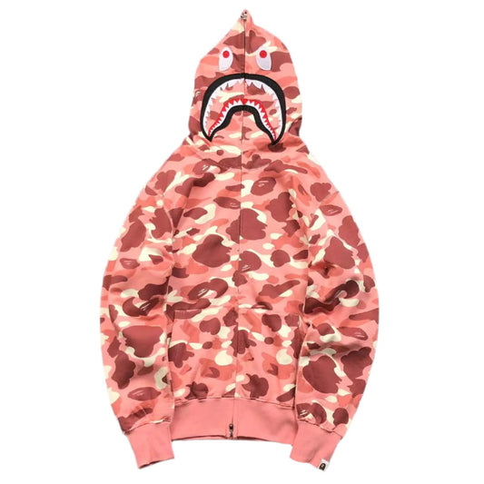 BAPE X BARBIE DOT CAMO SHARK FULL ZIP HOODIE PINK - netstar®